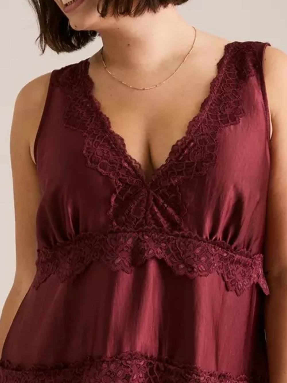 Torrid Dress 3X Festi Lace Trim Mini Drop Waist Burgundy Plus Size V-Neck NWT - Picture 3 of 5